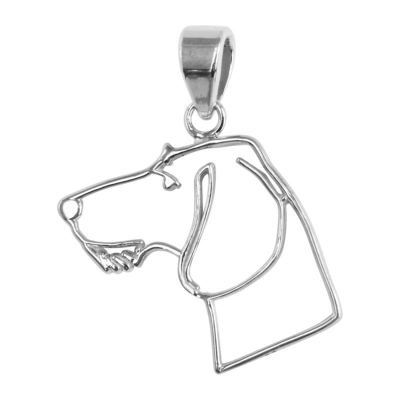 Dachshund (Wirehaired) in Sterling Silver Silhoutte Head Pendant