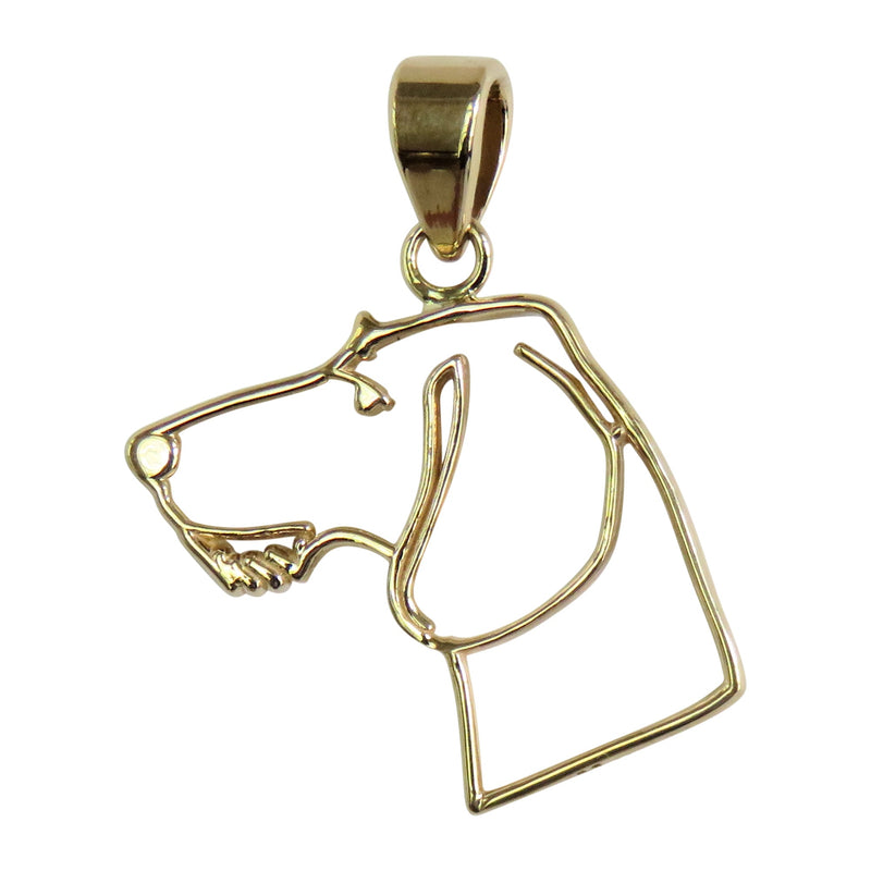 Wirehaired Dachshund in 14K Gold Silhouette Head Pendant