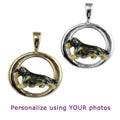 Wirehaired Dachshund  Custom Enamel in 14K Gold Tapered Oval Pendant