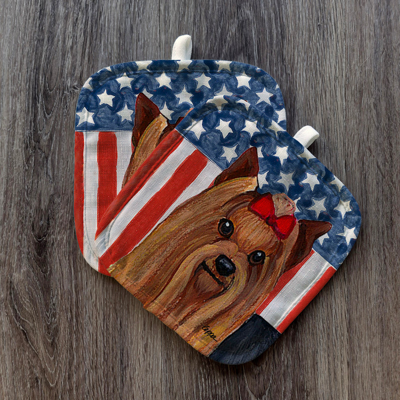 Yorkshire Terrier Americana Pot Holder Set