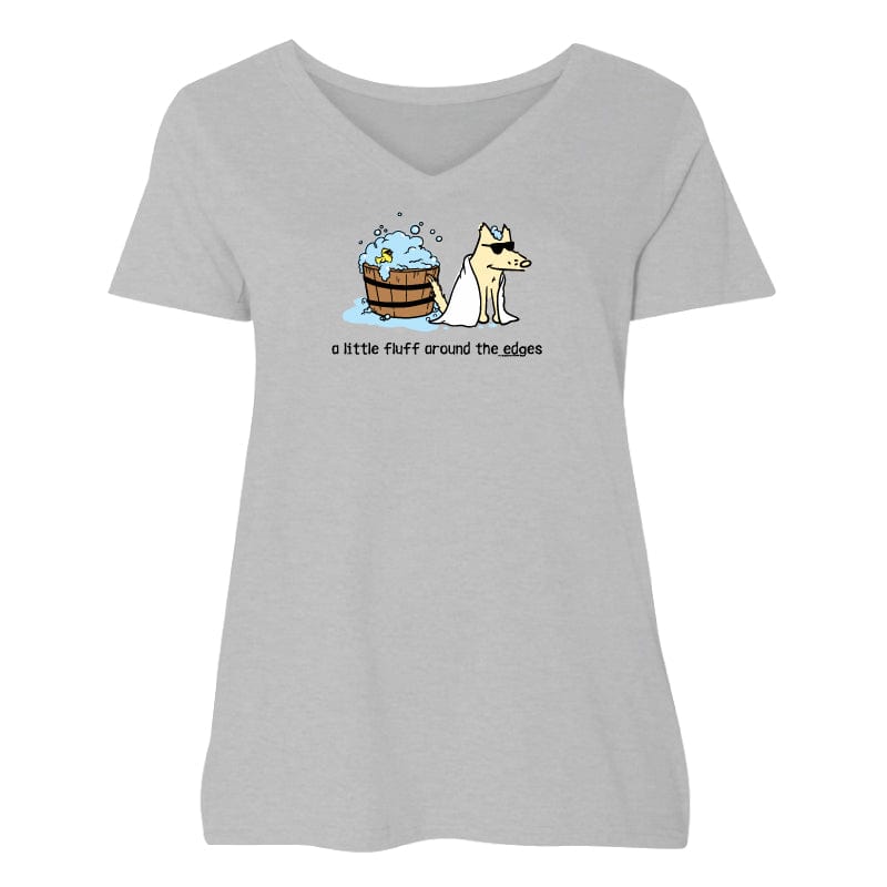 A Little Fluff Around the Edges  - Ladies Curvy V-Neck Tee