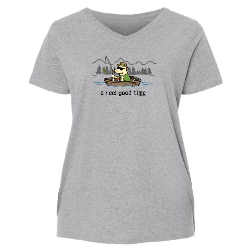 A Reel Good Time - Ladies Curvy V-Neck Tee