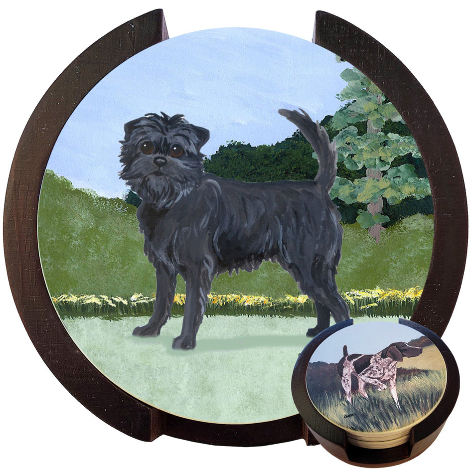 Affenpinscher Scenic Bisque Coaster Set