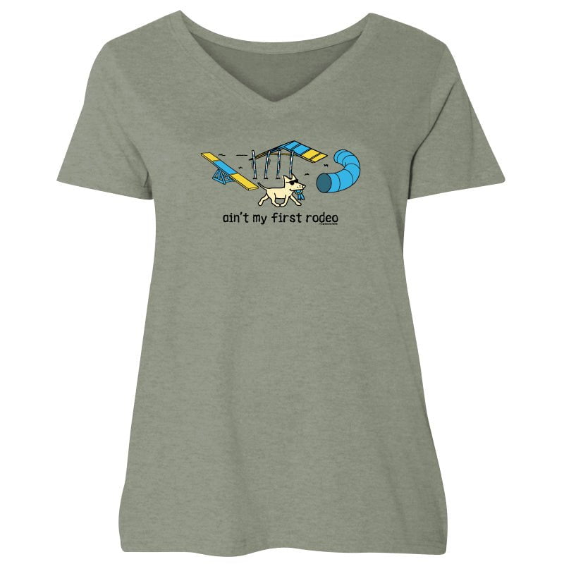 Aint My First Rodeo - Ladies Curvy V-Neck Tee