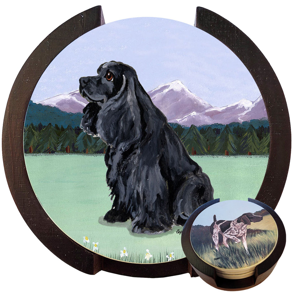 American Cocker Spaniel Scenic Bisque Coaster Set