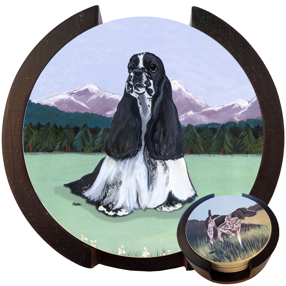 American Cocker Spaniel Scenic Bisque Coaster Set