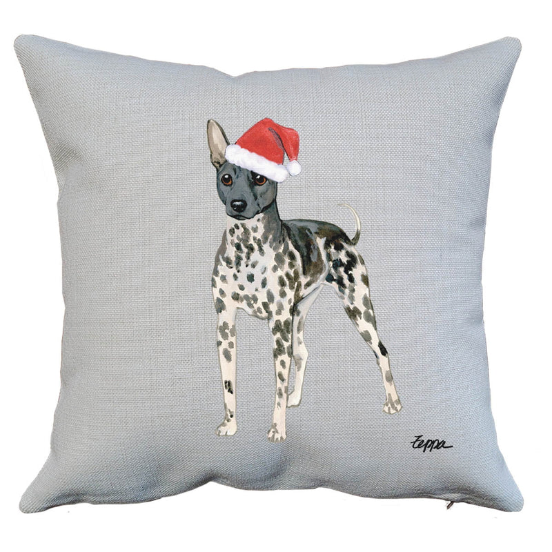 American Hairless Terrier Santa Pillow Cover