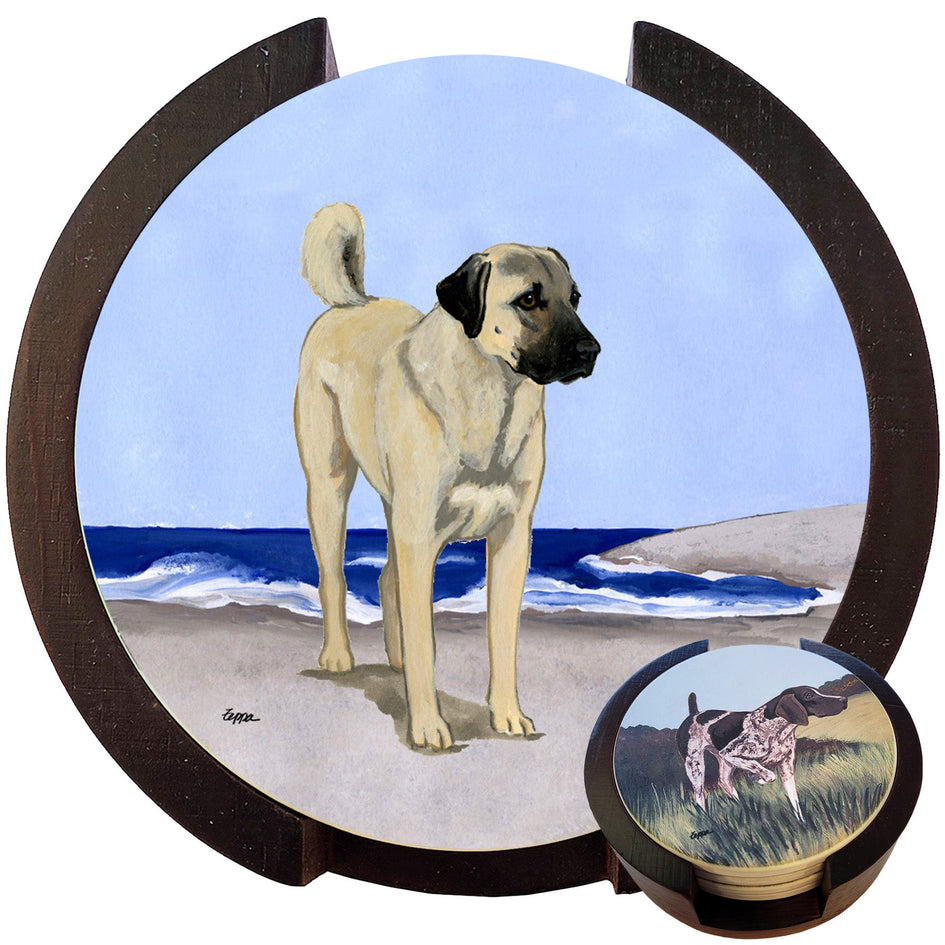 Anatolian Shepherd Dog Scenic Bisque Coaster Set