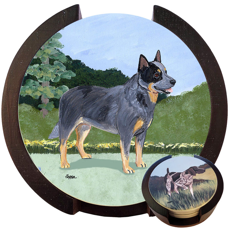 Australian Cattle Dog Scenic Bisque Coaster Set