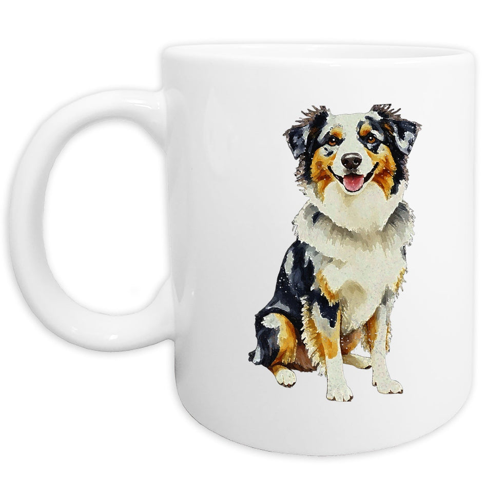 Australian Shepherd Watercolor - Ceramic Mug