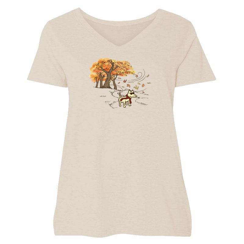 Autumn Trails  - Ladies Curvy V-Neck Tee