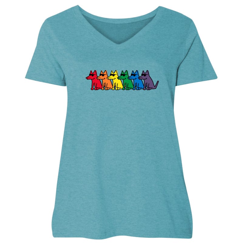 Pride Teddy - Ladies Curvy V-Neck Tee