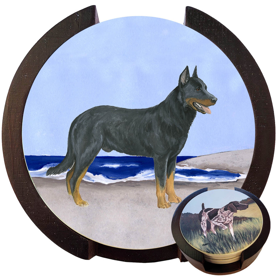 Beauceron Scenic Bisque Coaster Set