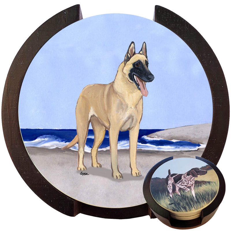 Beligan Malinois Scenic Bisque Coaster Set