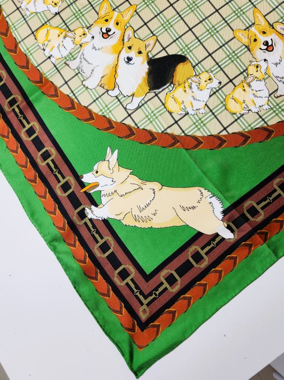 Pembroke Welsh Corgi Green Silk Scarf | AKC Shop