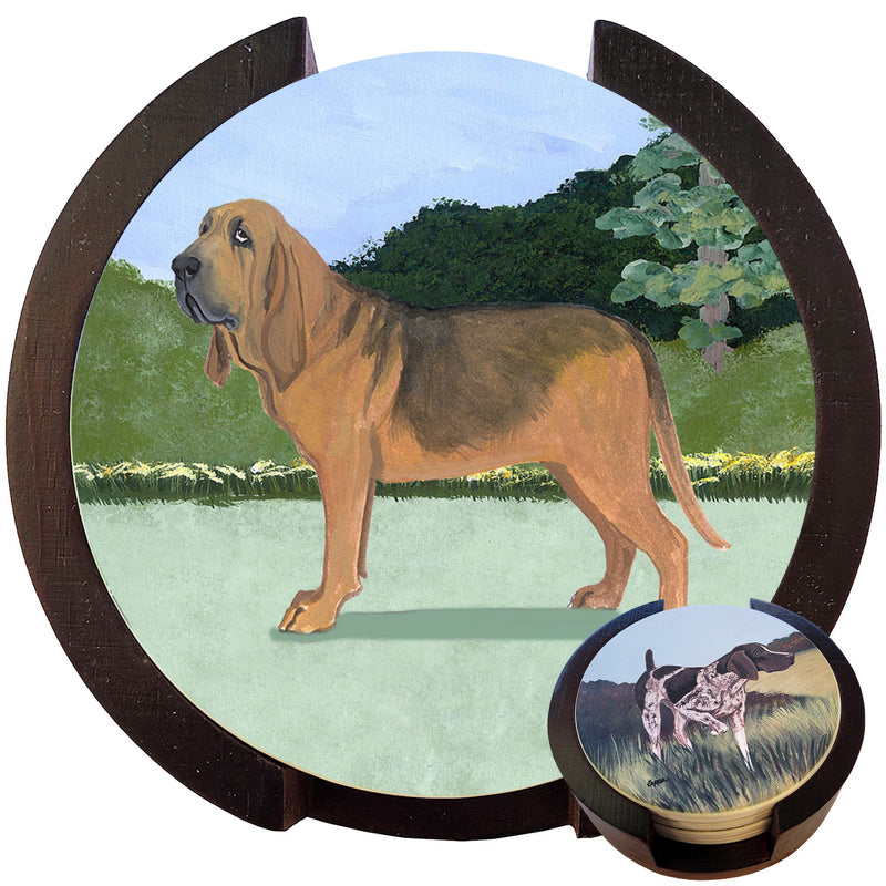 Bloodhound Scenic Bisque Coaster Set