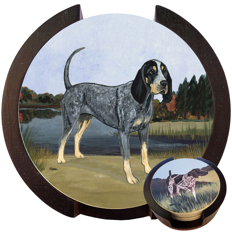 Bluetick Coonhound Scenic Bisque Coaster Set