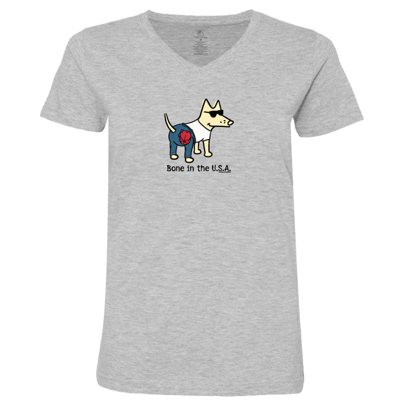Bone In The USA - Ladies T-Shirt V-Neck