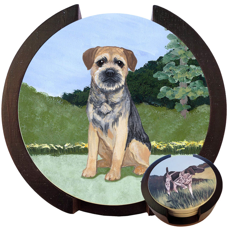 Border Terrier Scenic Bisque Coaster Set