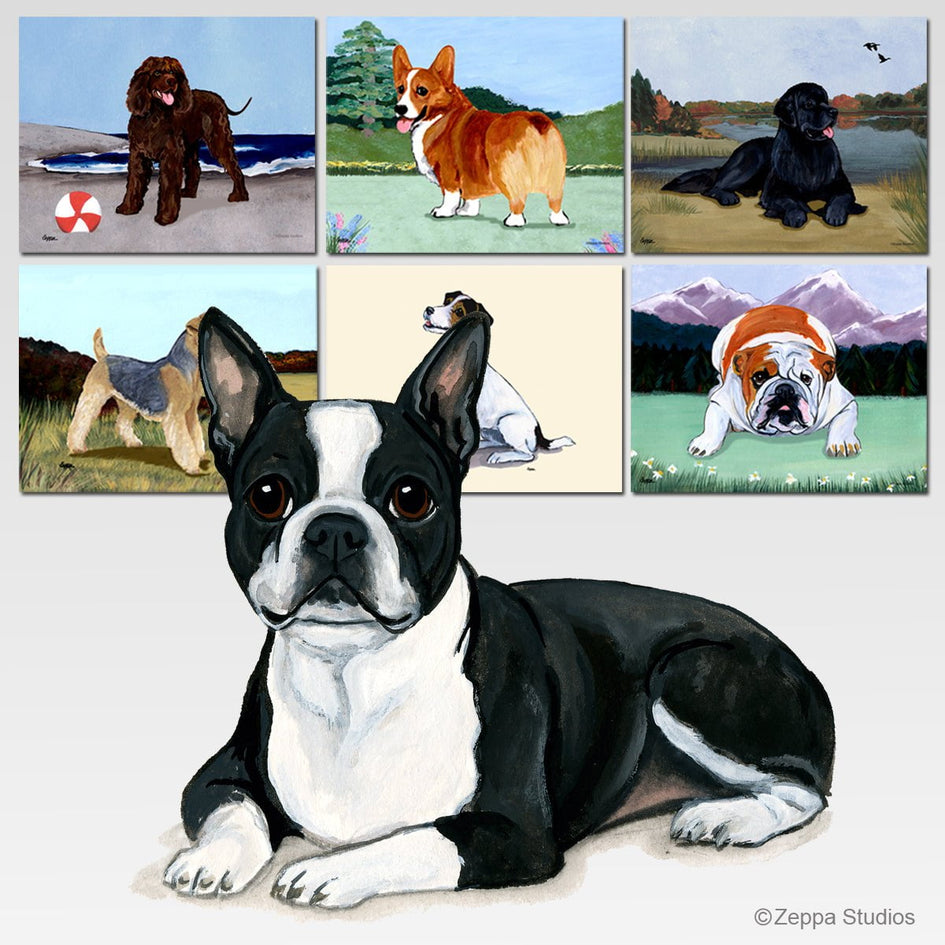 Boston Terrier Scenic Cutting Board