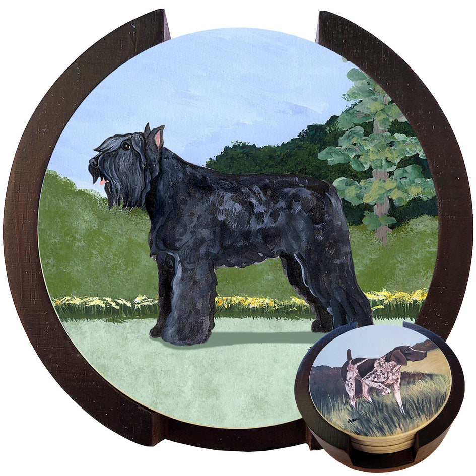 Bouvier des Flandres Scenic Bisque Coaster Set