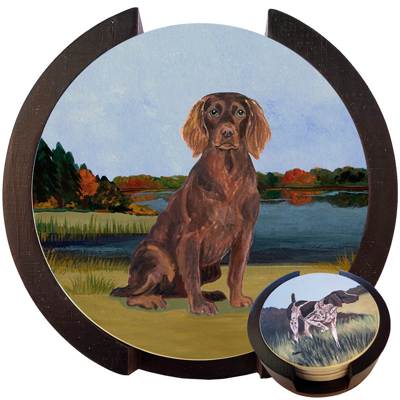 Boykin Spaniel Scenic Bisque Coaster Set