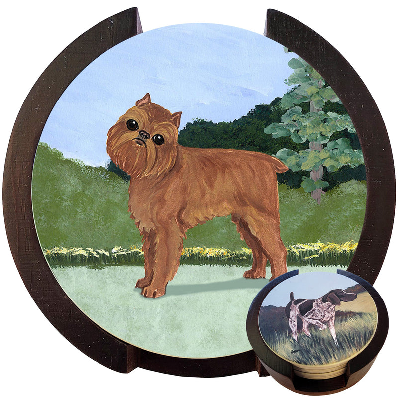 Brussels Griffon Scenic Bisque Coaster Set