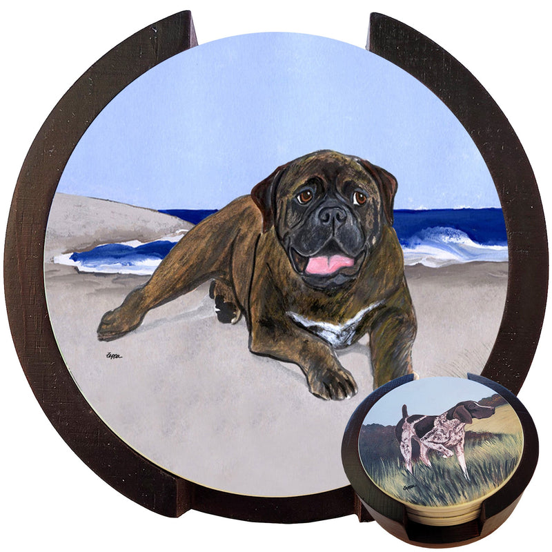 Bullmastiff Scenic Bisque Coaster Set