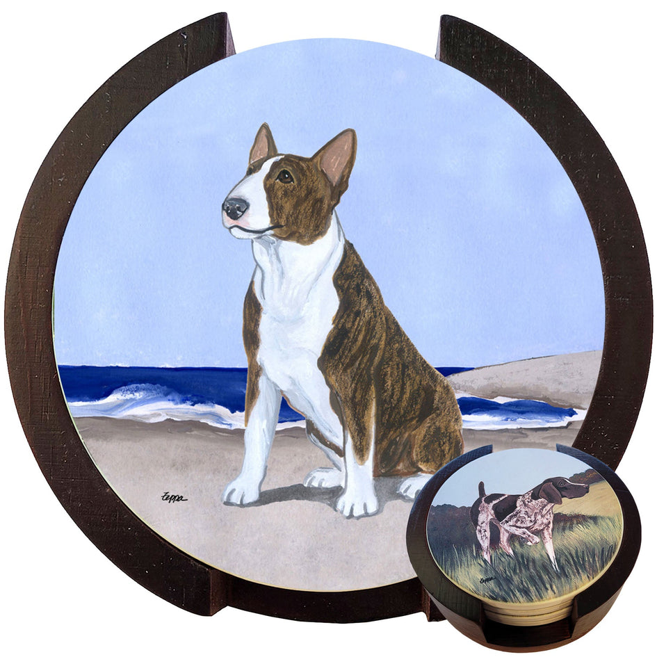 Bull Terrier Scenic Bisque Coaster Set