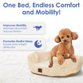 American Kennel Club 26" Clamshell Cuddler Dog Bed - Plush Popcorn Texture, Washable, Non-Slip, for Medium & Large Dogs