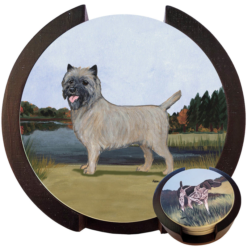 Cairn Terrier Scenic Bisque Coaster Set