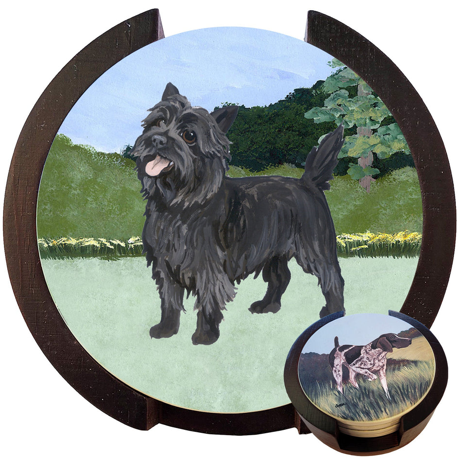 Cairn Terrier Scenic Bisque Coaster Set