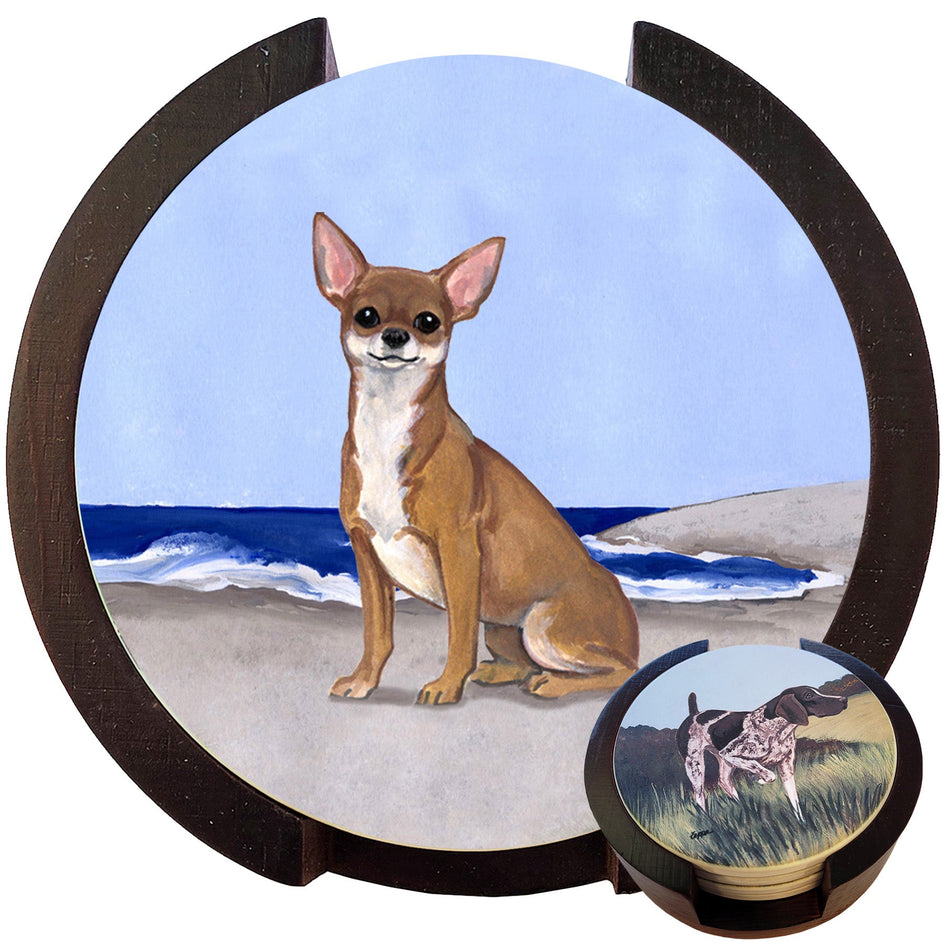 Chihuahua Scenic Bisque Coaster Set