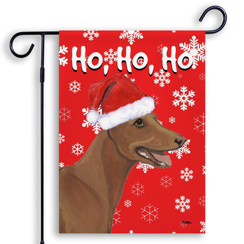 Cirneco dell'Etna Ho Ho Ho Holidays Garden Flag