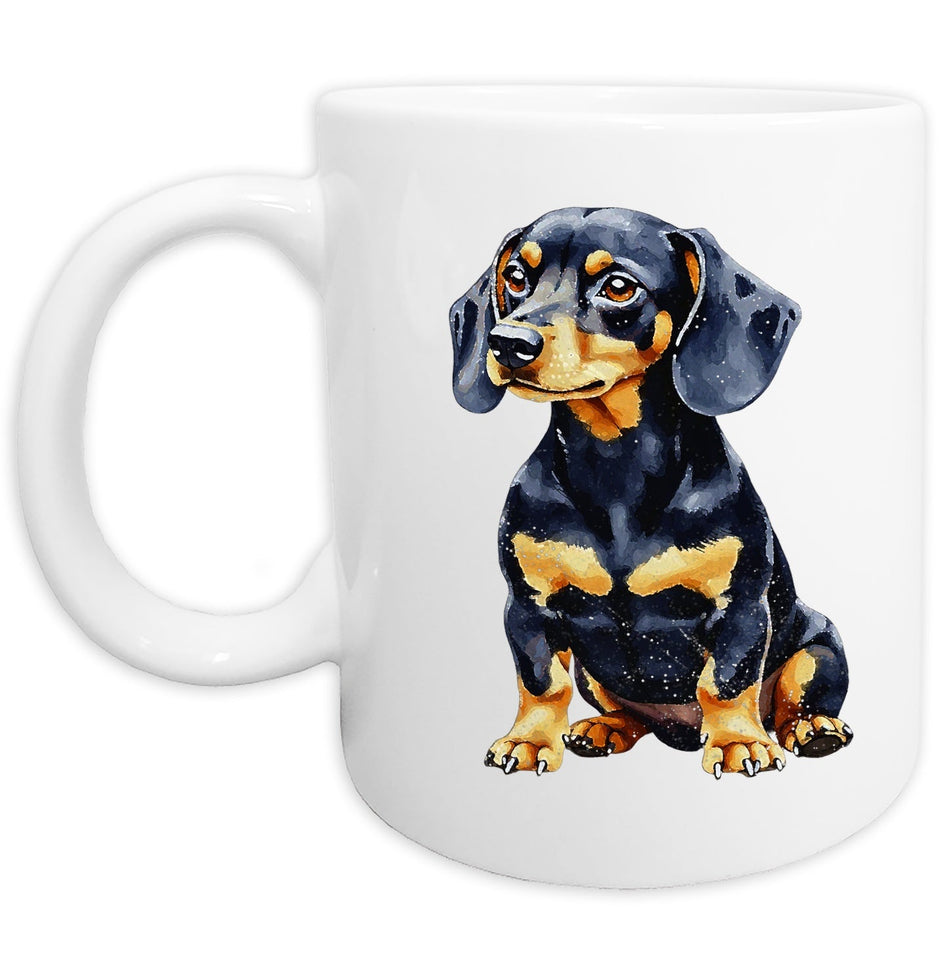 Dachshund (Black & Tan Short Hair) Watercolor - Ceramic Mug