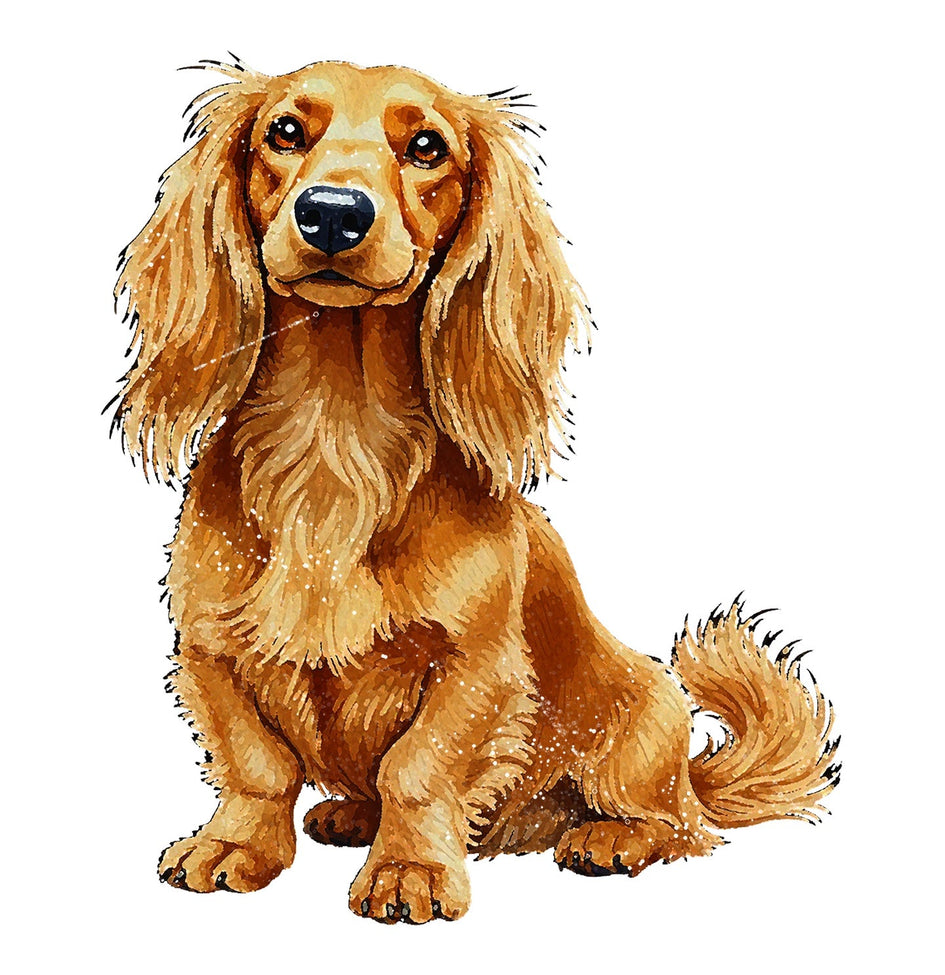 Dachshund (Red - Long Hair) Watercolor - Ceramic Mug