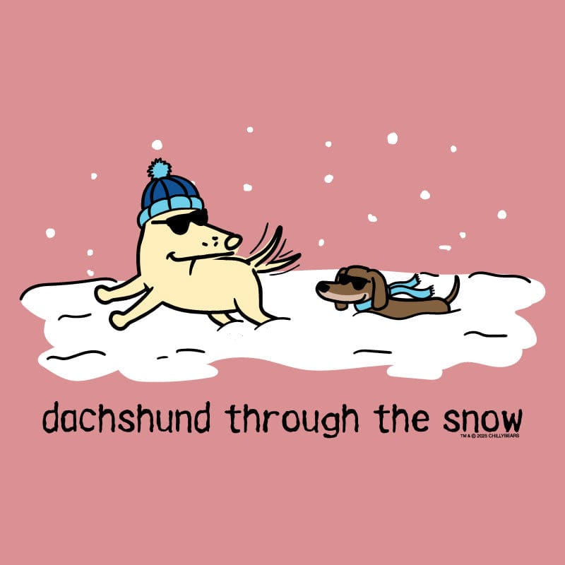 Dachshund Through the Snow - Ladies T-Shirt V-Neck