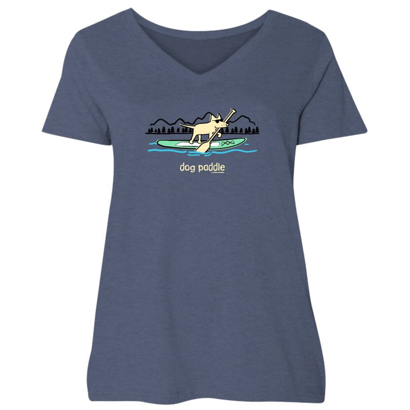 Dog Paddle - Ladies Curvy V-Neck Tee