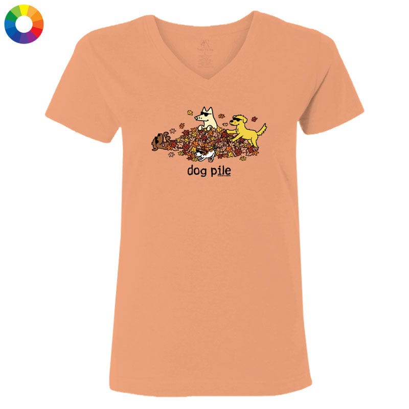 Dog Pile Autumn - Ladies T-Shirt V-Neck