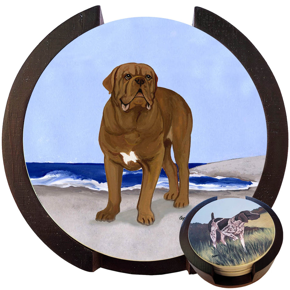 Dogue de Bordeaux Scenic Bisque Coaster Set