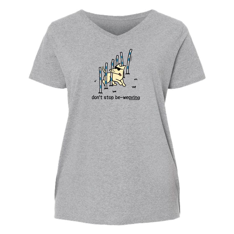 Don't Stop Be Weaving - Ladies Curvy V-Neck Tee