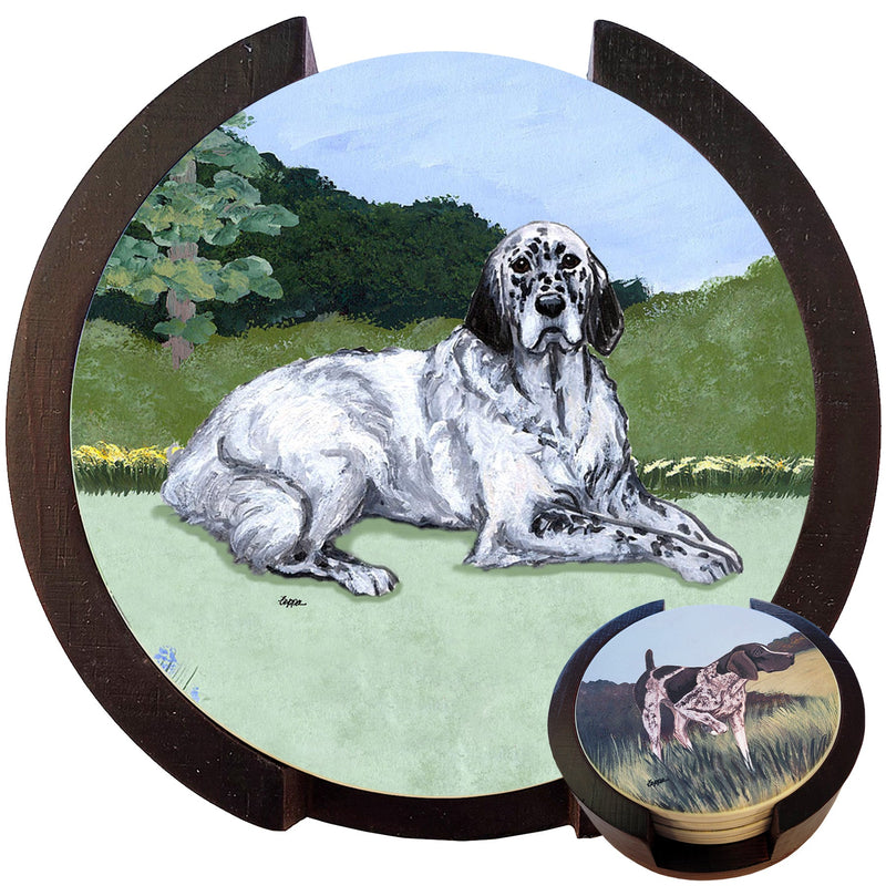 English Setter Scenic Bisque Coaster Set