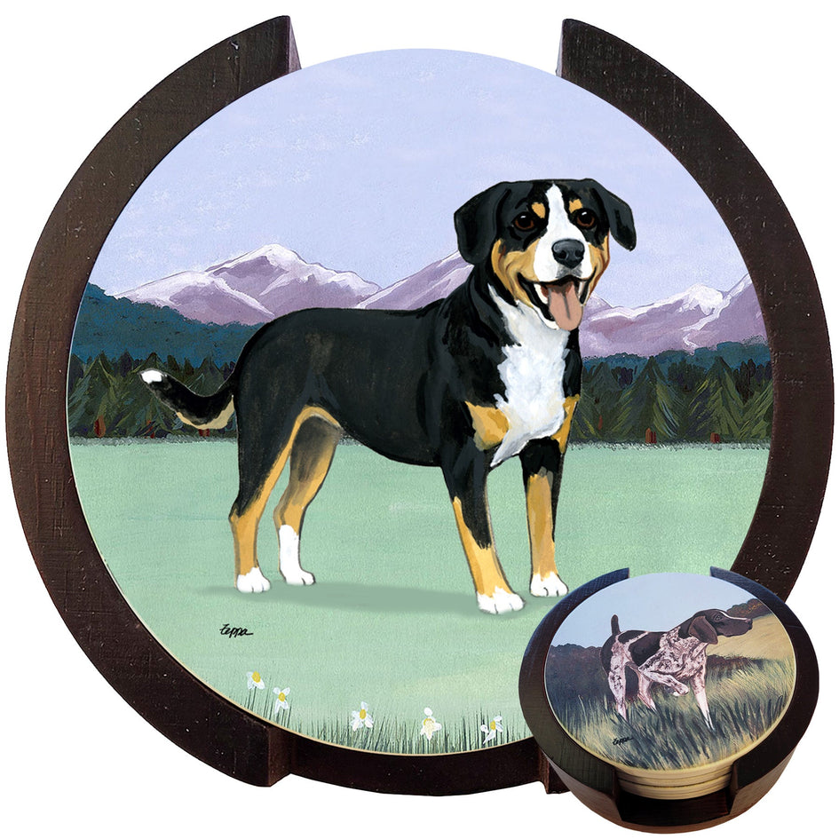 Entelbucher Mountain Dog Scenic Bisque Coaster Set