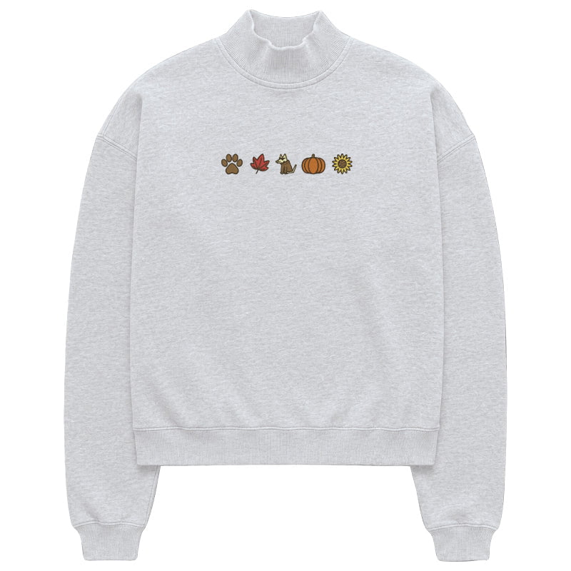 Fall Icons - Embroidered Mock Neck Sweatshirt