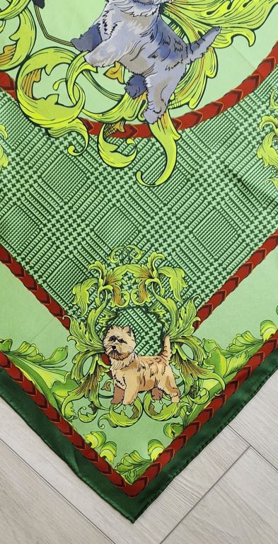 Cairn Terrier Green Square Silk Scarf