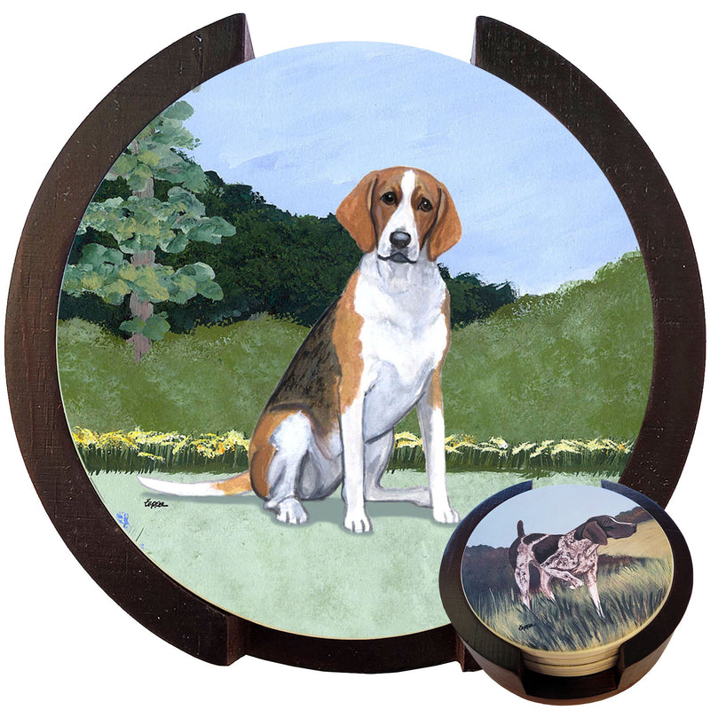 American Foxhound Scenic Bisque Coaster Set