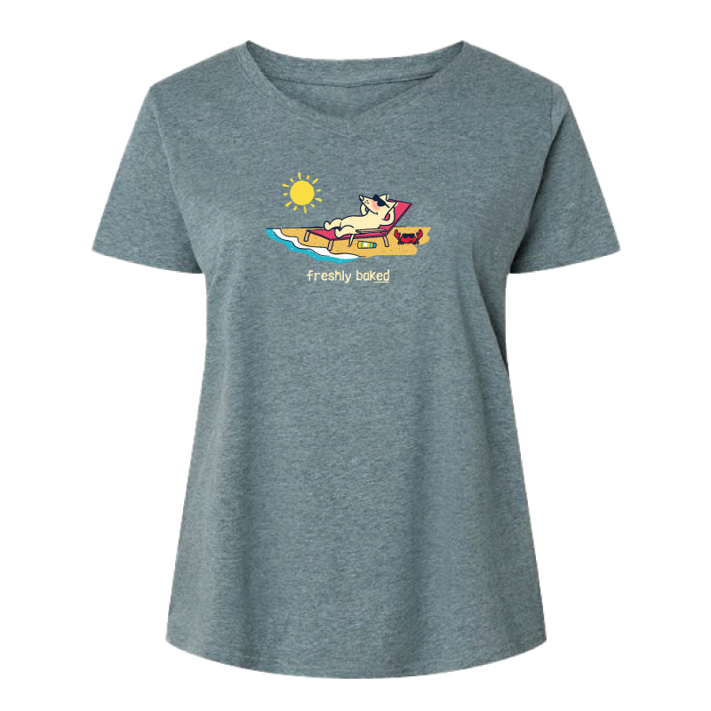 Freshly Baked  - Ladies Curvy V-Neck Tee