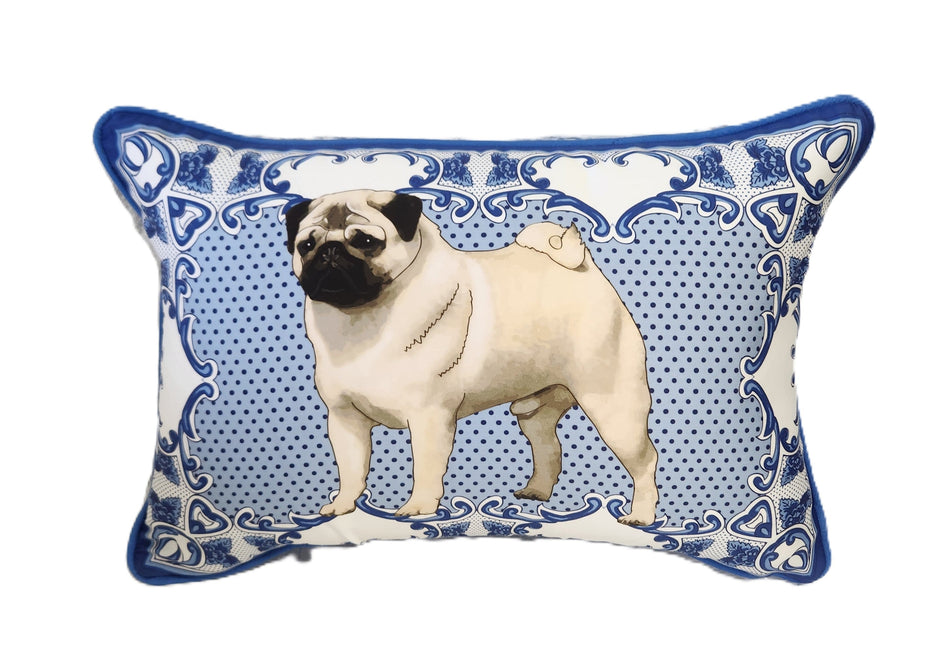 Pug Decorative Lumbar Pillow Cover