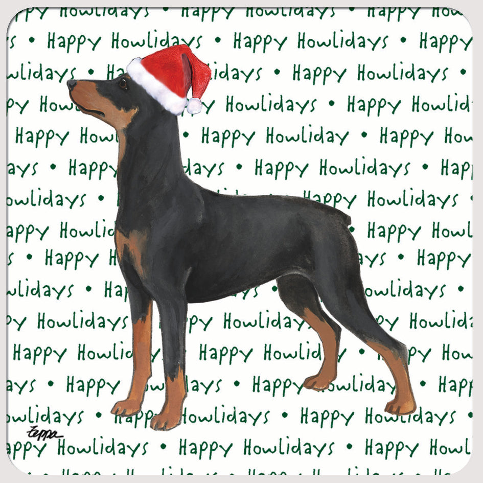 German Pinscher  "Happy Howlidays" Coaster