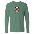 Long sleeve green t-shirt with a dog graphic and 'good buoy' text on a white background